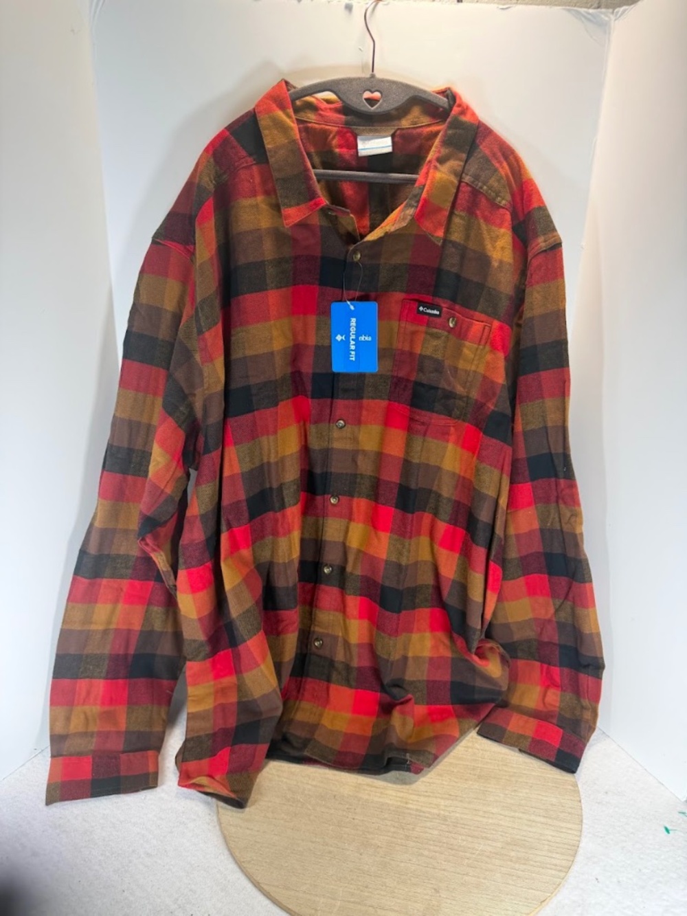 Columbia Cornell Woods Flannel Shirt Men’s 4XT 4XL Tall Plaid Red Brown NWT